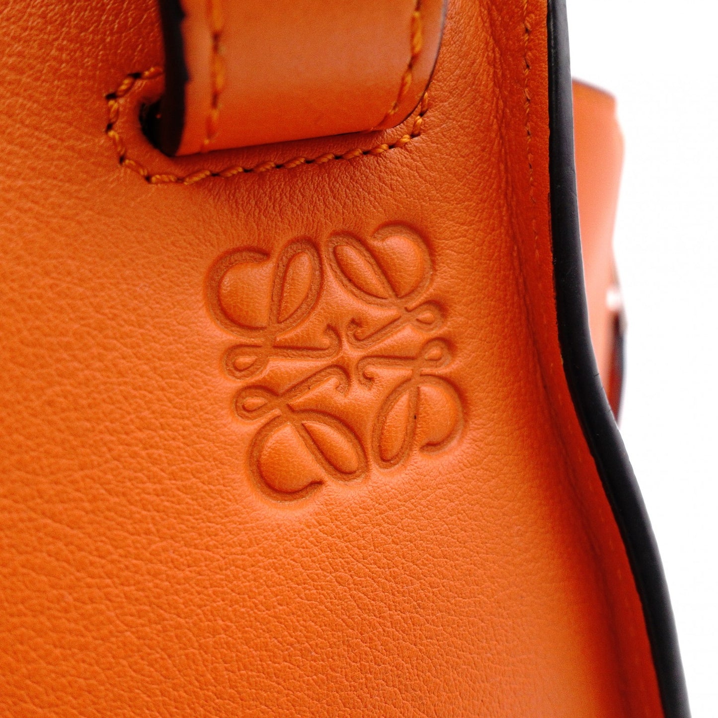 LOEWE Hammock Small Shoulder Bag, Leather, Orange, 2-Way Crossbody, Anagram
