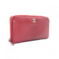 CHANEL Coco Logo Long Wallet, Leather, Red, Silver Hardware, CC Logo