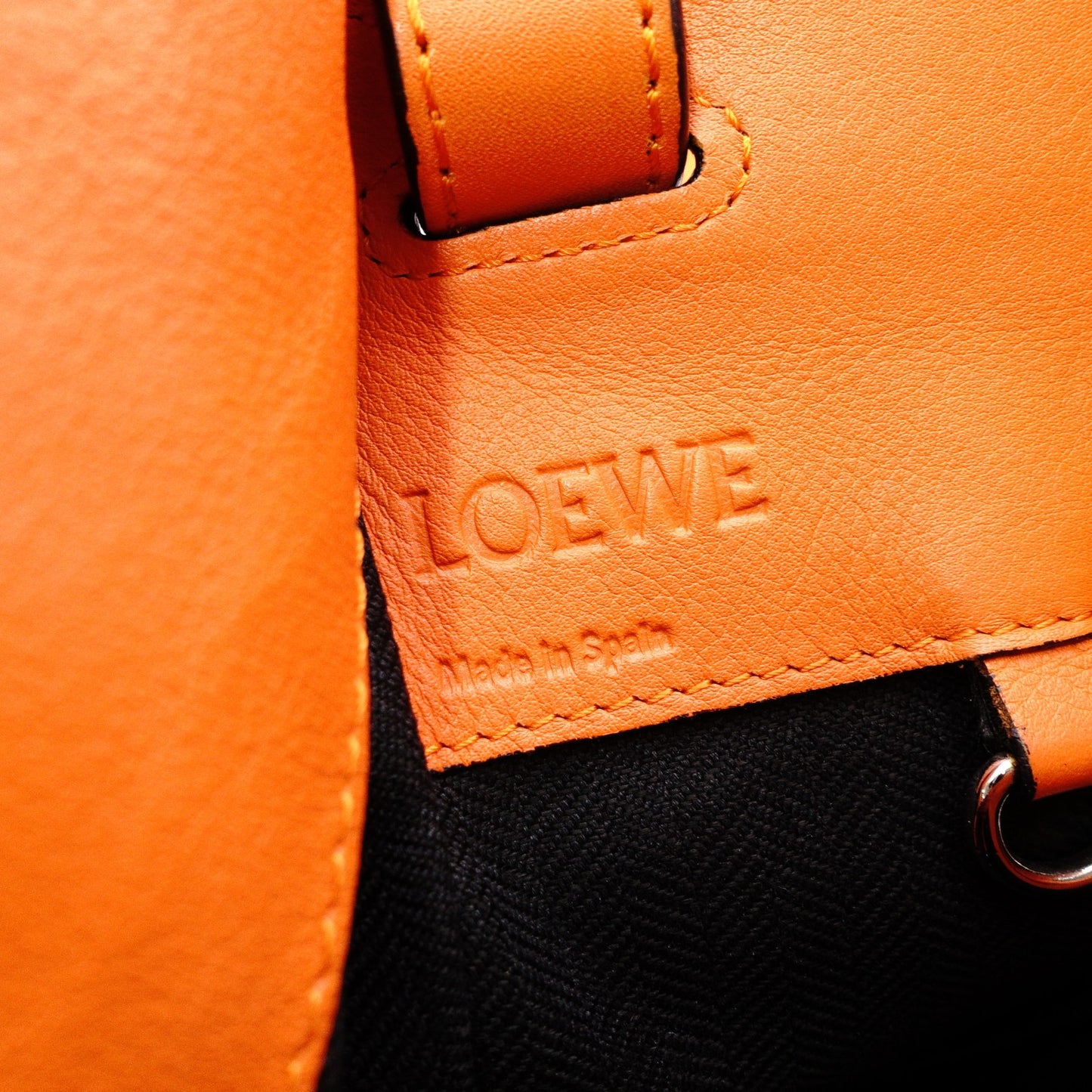LOEWE Hammock Small Shoulder Bag, Leather, Orange, 2-Way Crossbody, Anagram