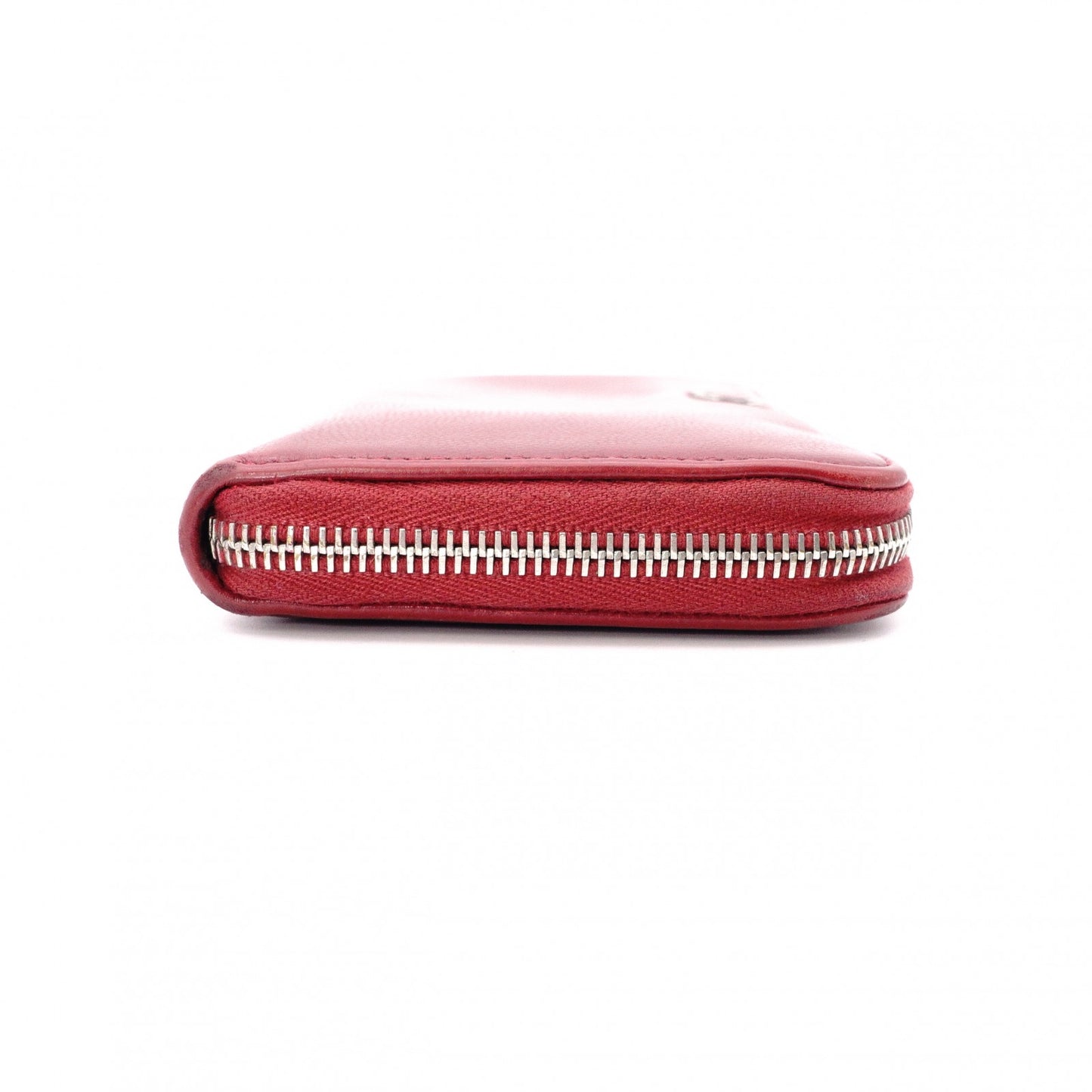 CHANEL Coco Logo Long Wallet, Leather, Red, Silver Hardware, CC Logo