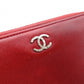 CHANEL Coco Logo Long Wallet, Leather, Red, Silver Hardware, CC Logo