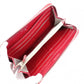 CHANEL Coco Logo Long Wallet, Leather, Red, Silver Hardware, CC Logo