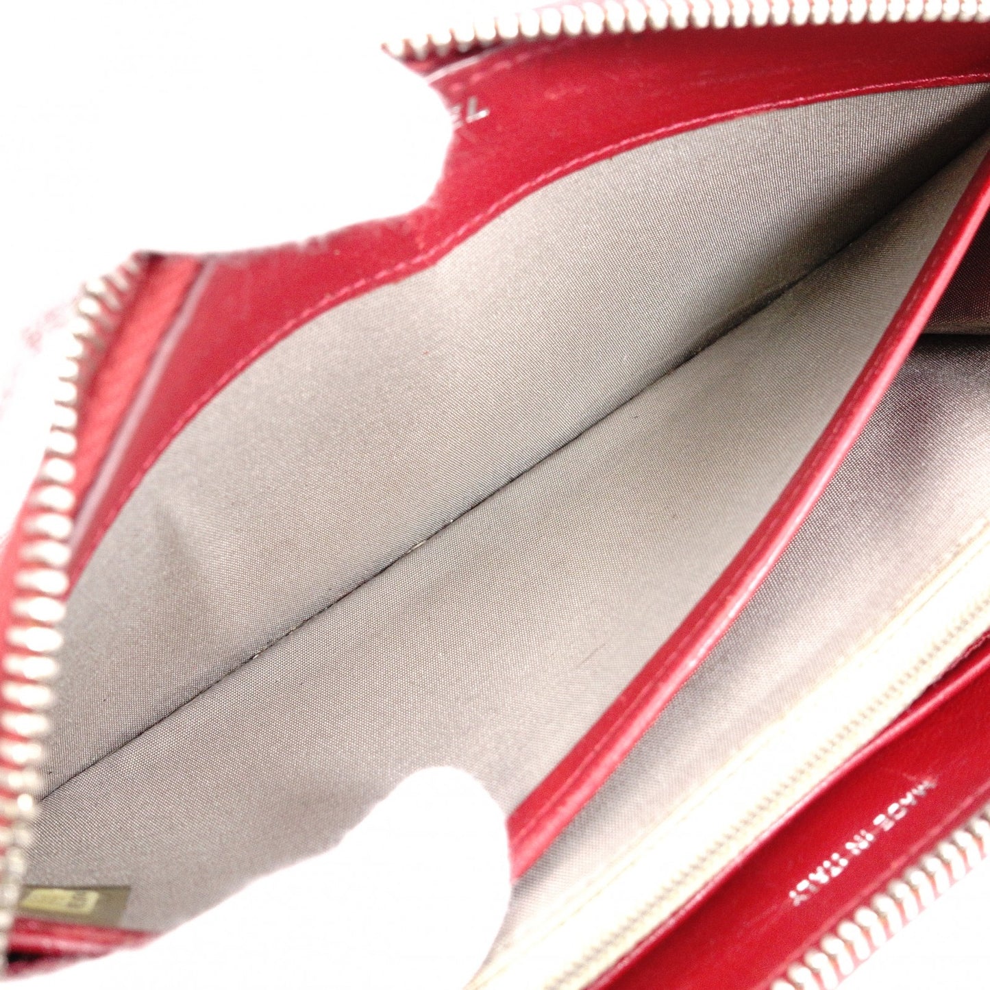 CHANEL Coco Logo Long Wallet, Leather, Red, Silver Hardware, CC Logo