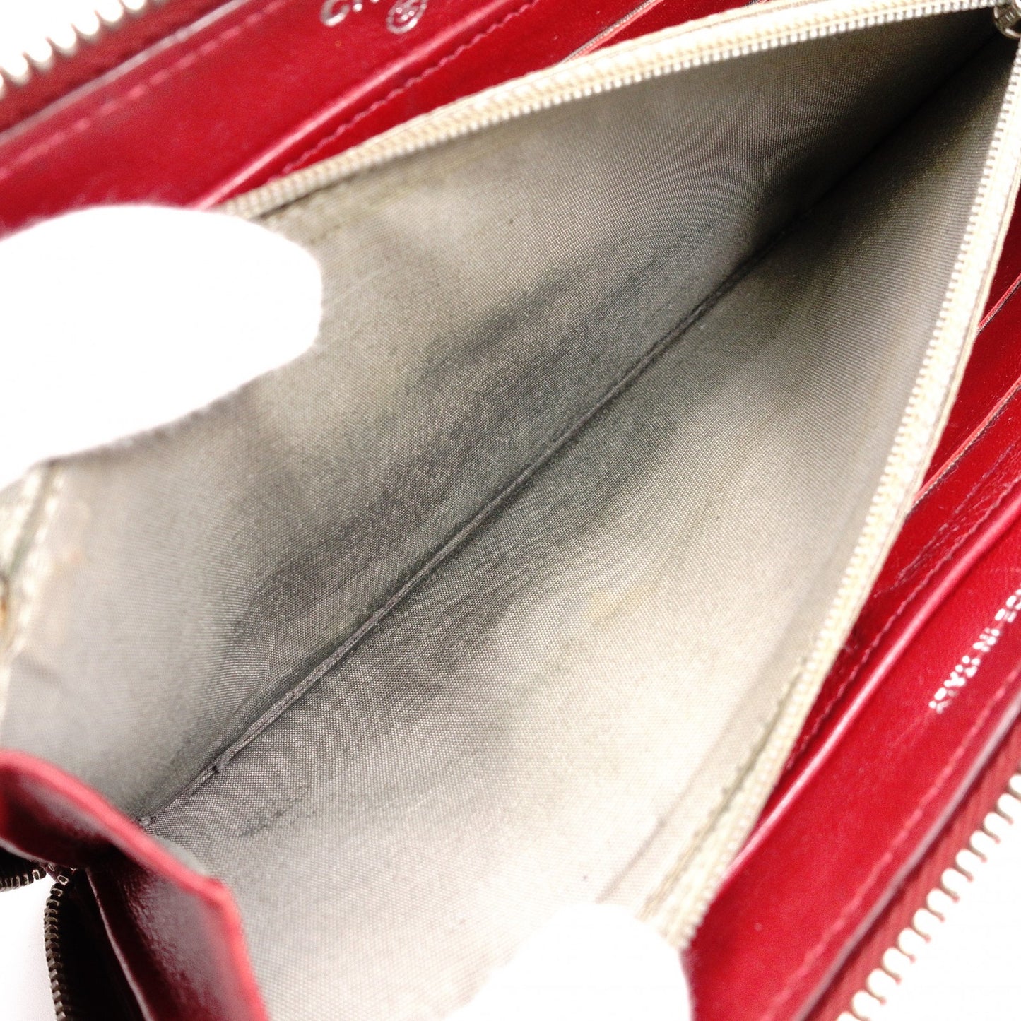 CHANEL Coco Logo Long Wallet, Leather, Red, Silver Hardware, CC Logo