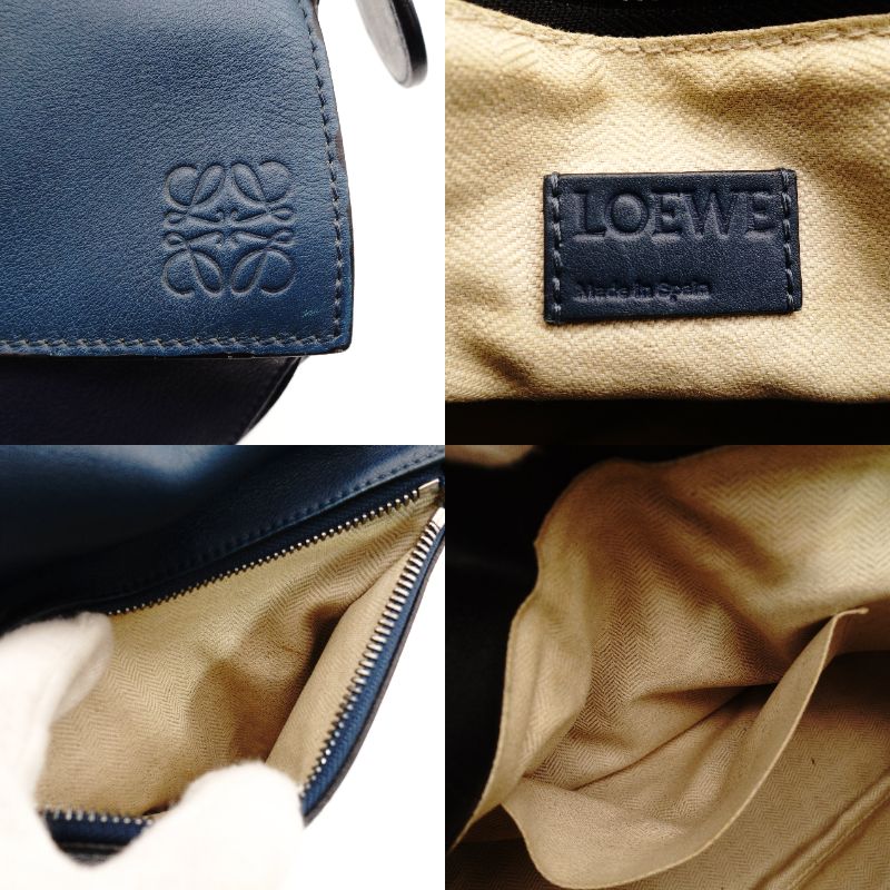 LOEWE Puzzle Bag Medium Handbag Leather Blue × Purple × Black 2-Way Shoulder 7-10-272