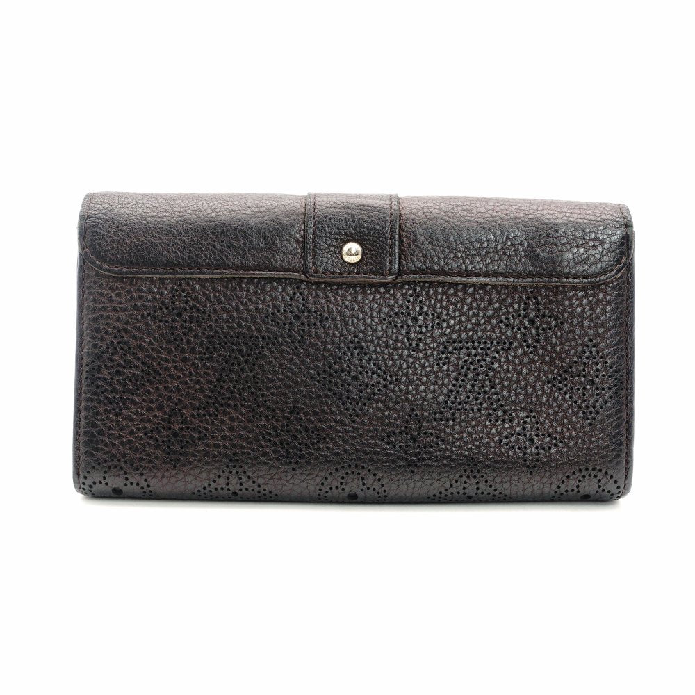 Louis Vuitton Mahina Iris Long Wallet Leather Black Wallet Silver Hardware 7-9-479