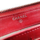 CHANEL Coco Logo Long Wallet, Leather, Red, Silver Hardware, CC Logo