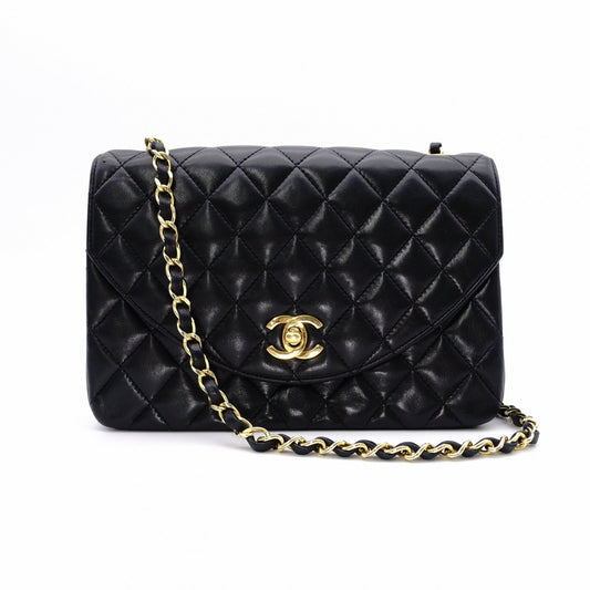 CHANEL Matelassé Shoulder Bag Leather Black Gold Hardware