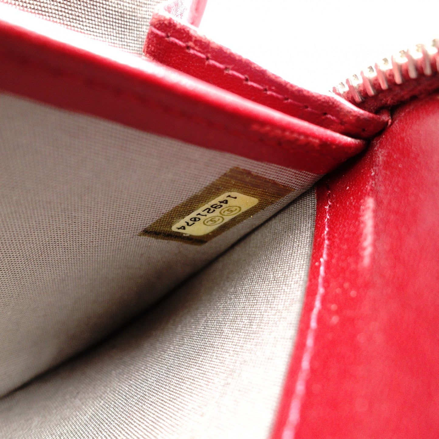 CHANEL Coco Logo Long Wallet, Leather, Red, Silver Hardware, CC Logo