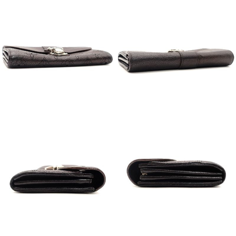 Louis Vuitton Mahina Iris Long Wallet Leather Black Wallet Silver Hardware 7-9-479