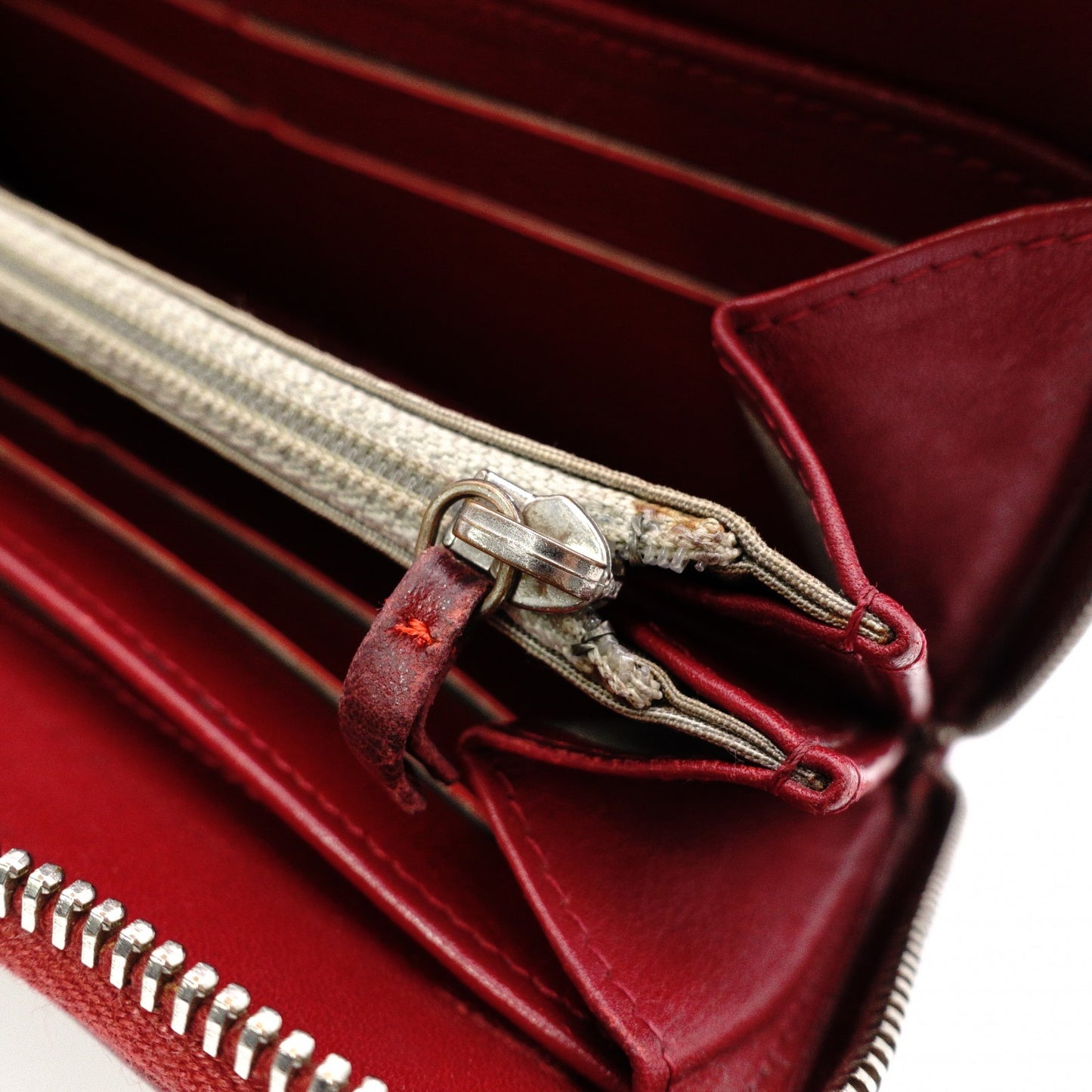 CHANEL Coco Logo Long Wallet, Leather, Red, Silver Hardware, CC Logo