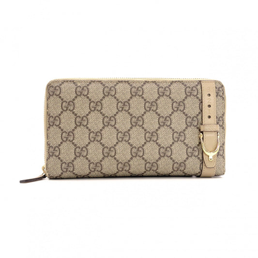 GUCCI GG Supreme Long Wallet, PVC Leather, Beige