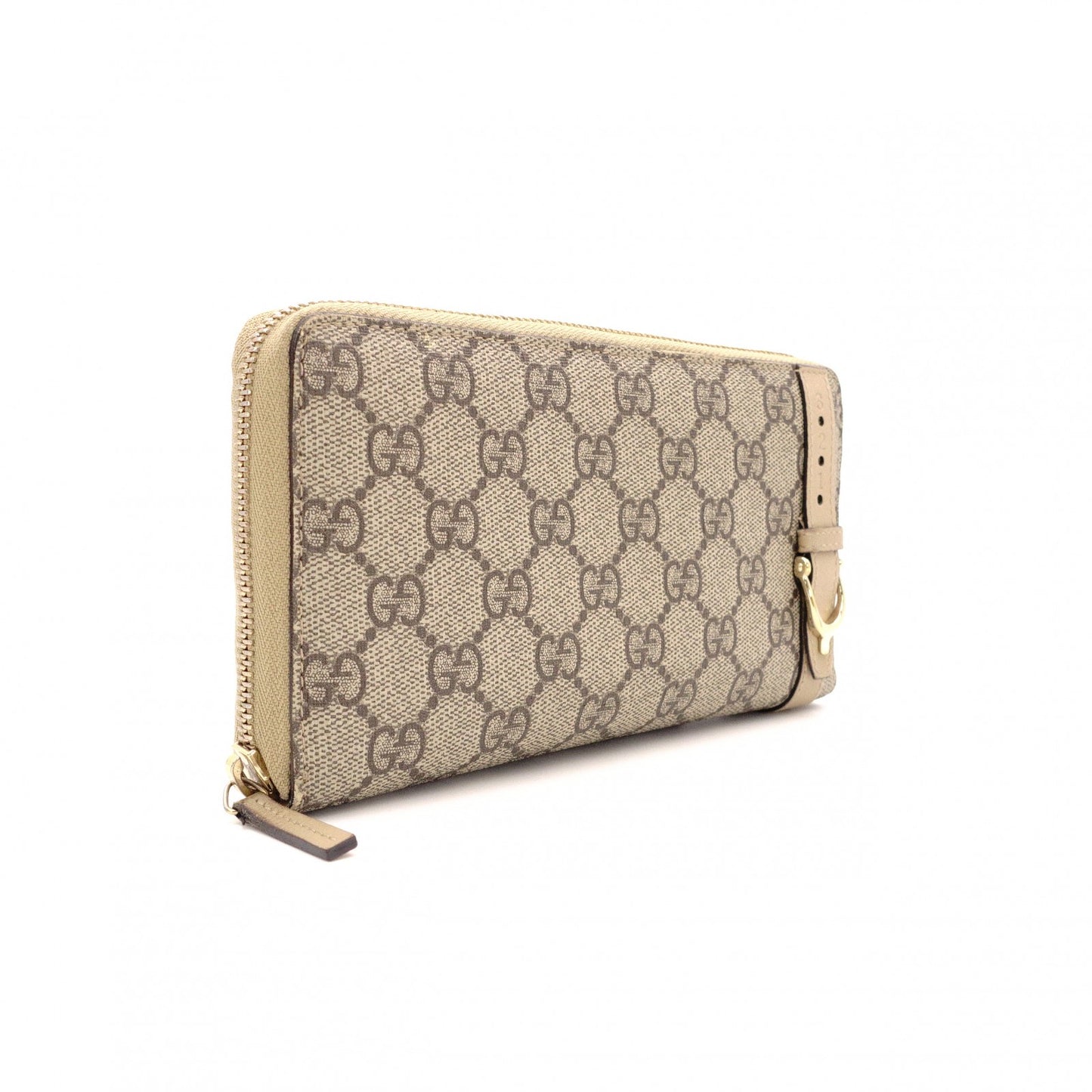 GUCCI GG Supreme Long Wallet, PVC Leather, Beige