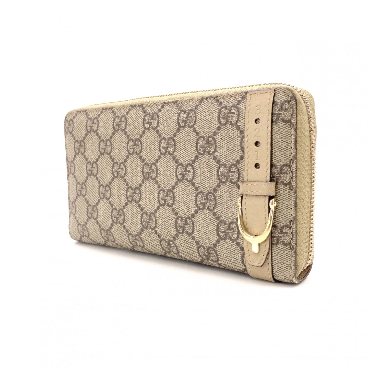 GUCCI GG Supreme Long Wallet, PVC Leather, Beige