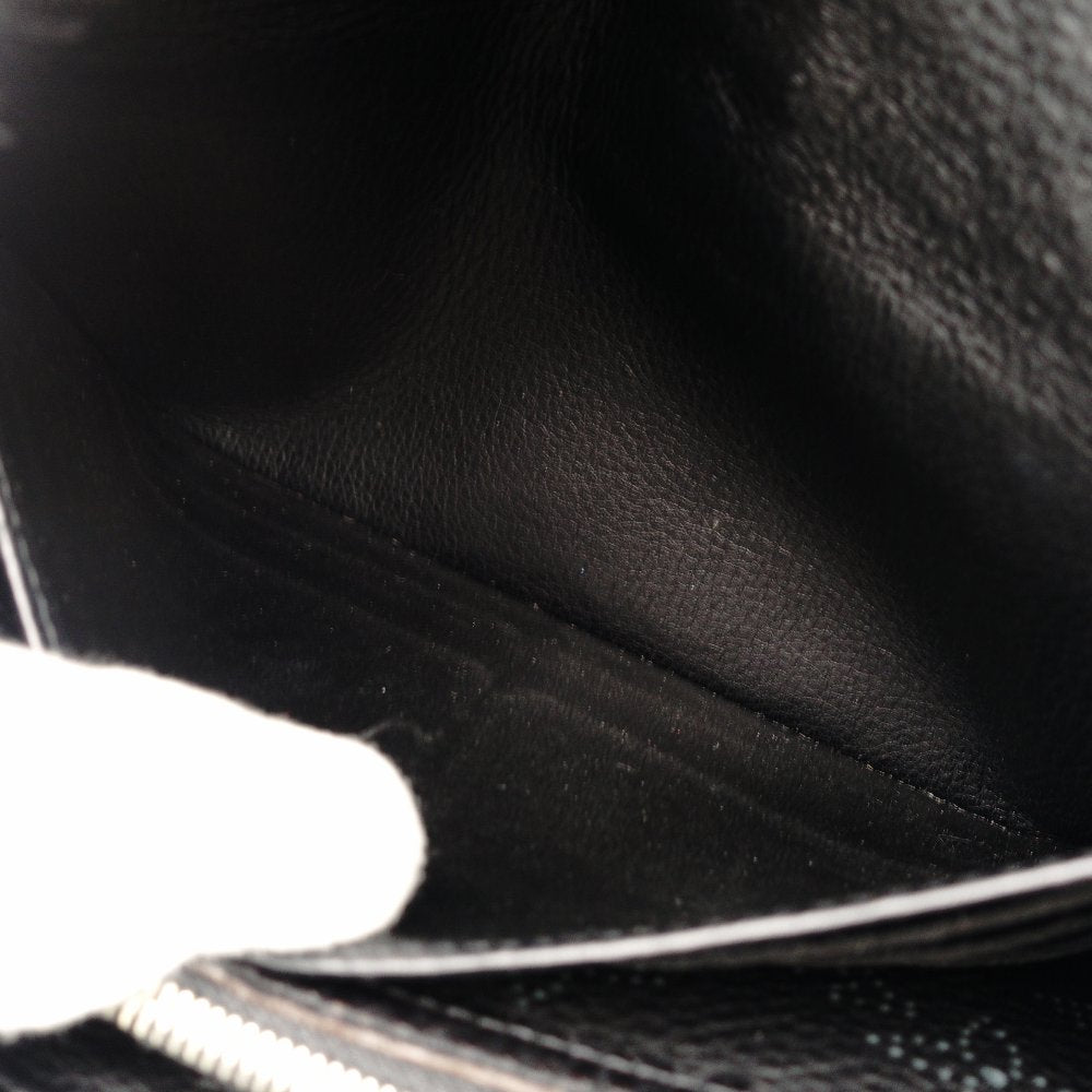 Louis Vuitton Mahina Iris Long Wallet Leather Black Wallet Silver Hardware 7-9-479