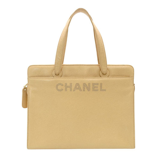 CHANEL Bicycline Tote Bag Caviar Leather Beige Leather Shoulder Vintage 7-10-682