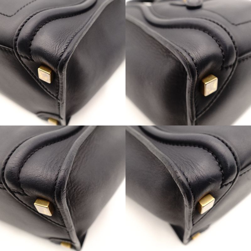 Céline Luggage Micro Shopper Handbag Navy Leather Tote 7-10-468