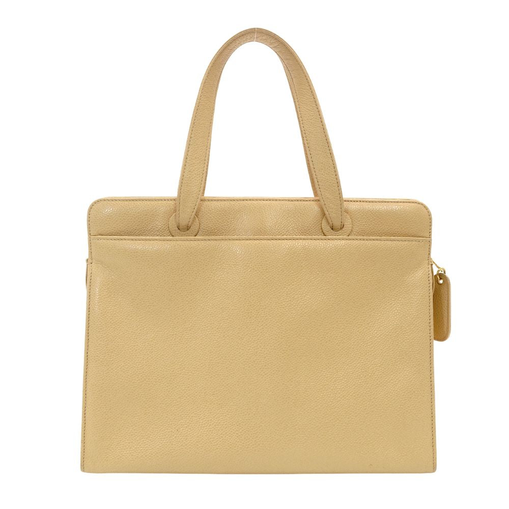 CHANEL Bicycline Tote Bag Caviar Leather Beige Leather Shoulder Vintage 7-10-682