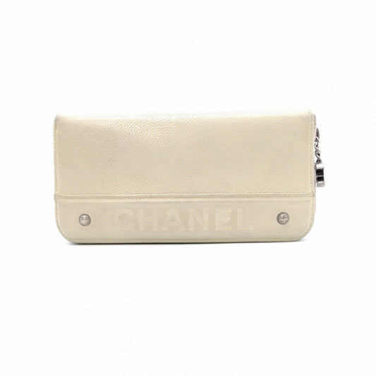 CHANEL Long Wallet Leather Off-White Wallet