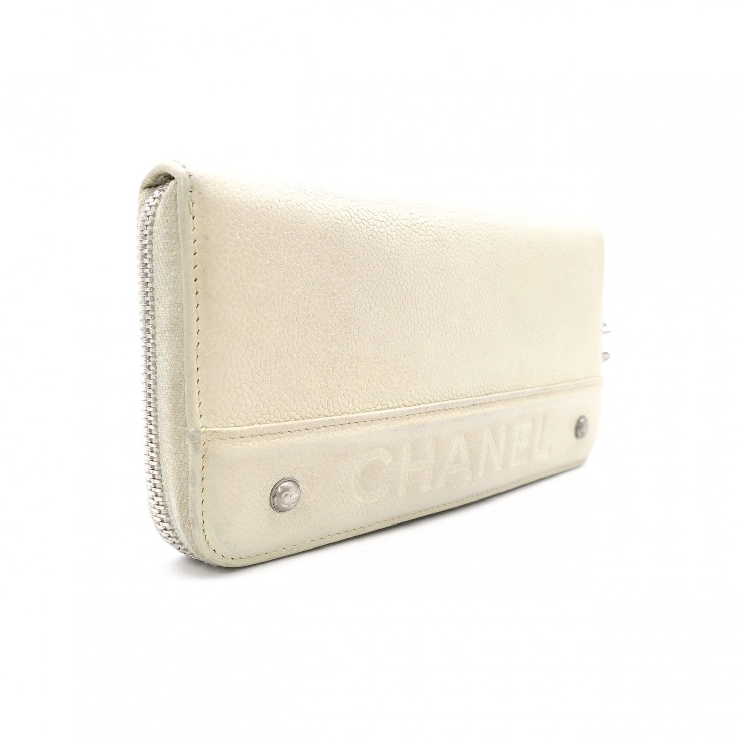 CHANEL Long Wallet Leather Off-White Wallet