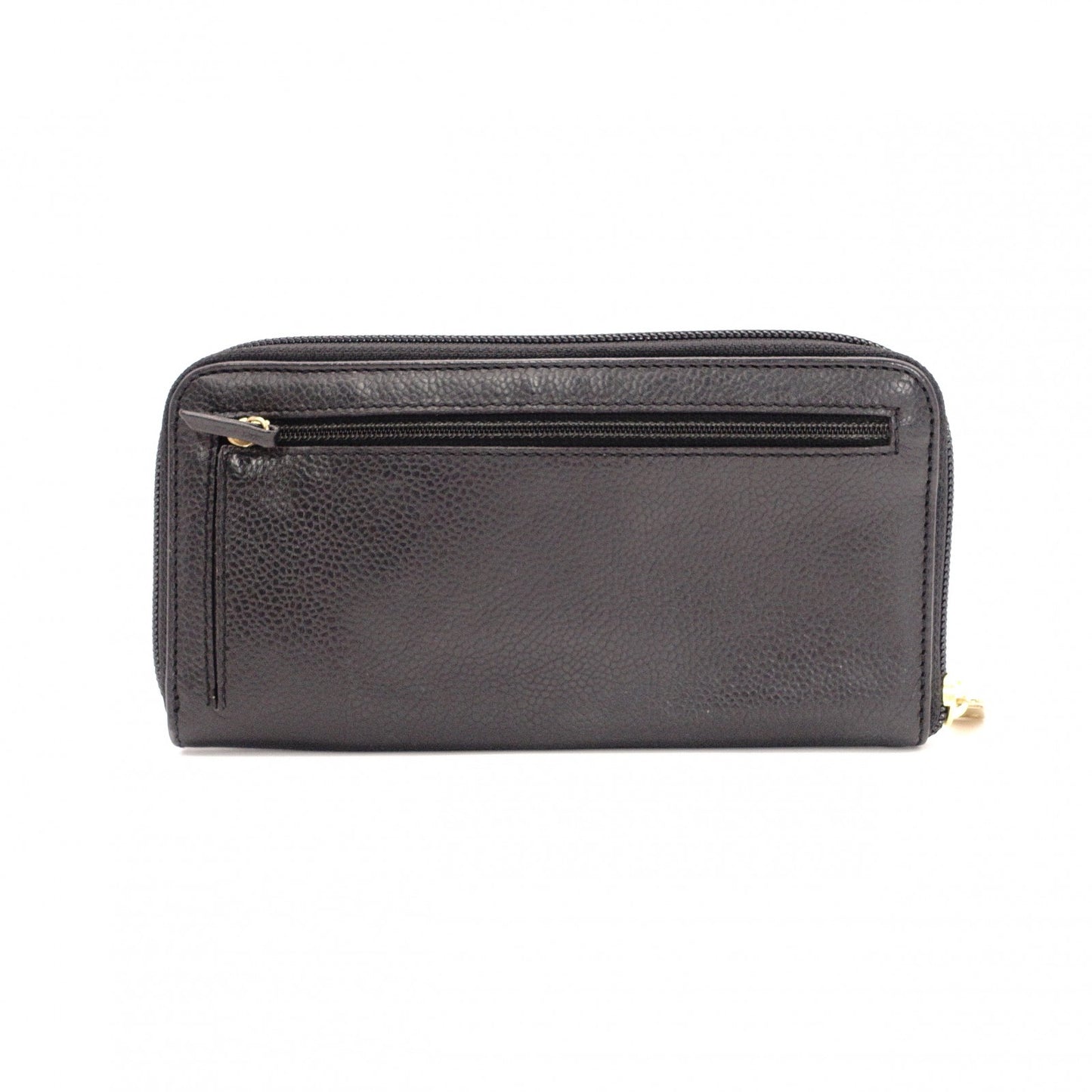 CHANEL Caviar Skin Coco Logo Long Wallet, Leather, Black, CC Logo