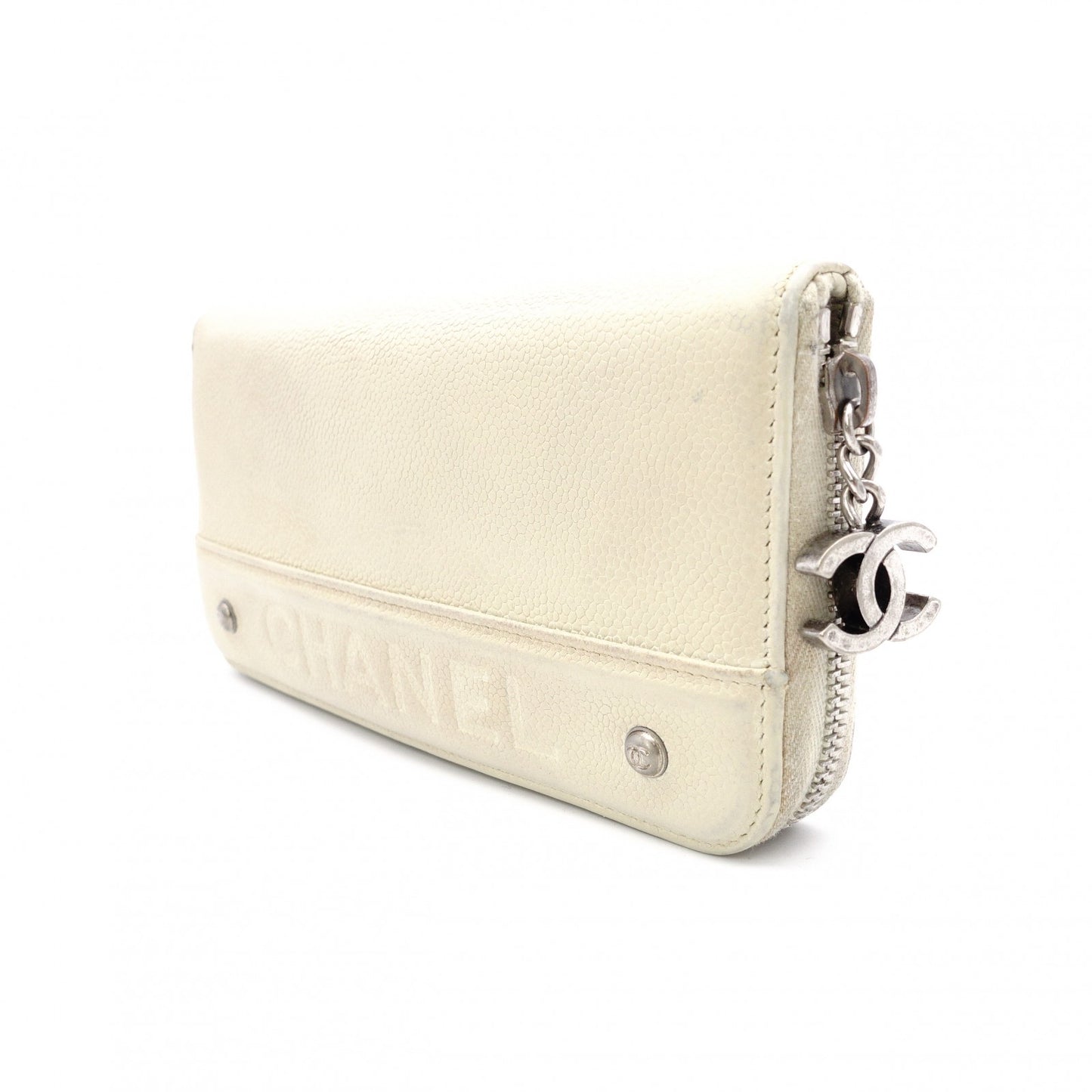CHANEL Long Wallet Leather Off-White Wallet