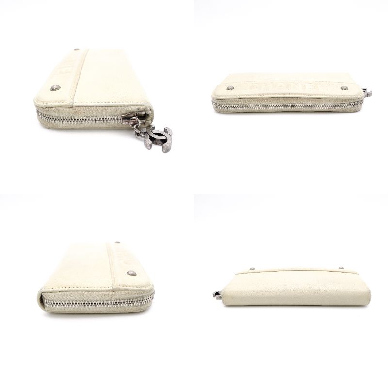 CHANEL Long Wallet Leather Off-White Wallet