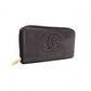 CHANEL Caviar Skin Coco Logo Long Wallet, Leather, Black, CC Logo