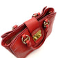 MIU MIU Madras Satchel Handbag Red Leather 2-Way Gold Hardware Shoulder 7-9-633