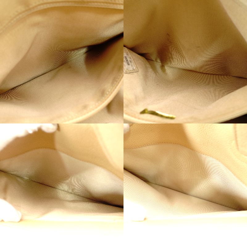 CHANEL Bicycline Tote Bag Caviar Leather Beige Leather Shoulder Vintage 7-10-682