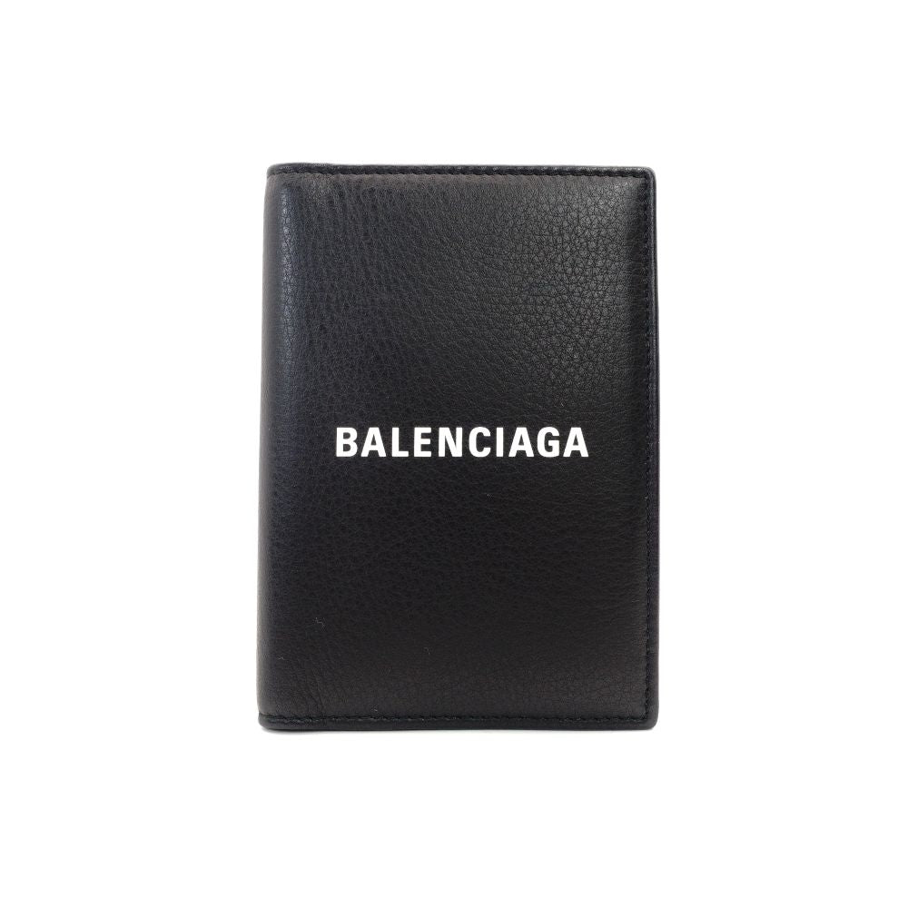 Balenciaga Passport Case Black BB Logo Black Leather Notebook Cover 7-10-883