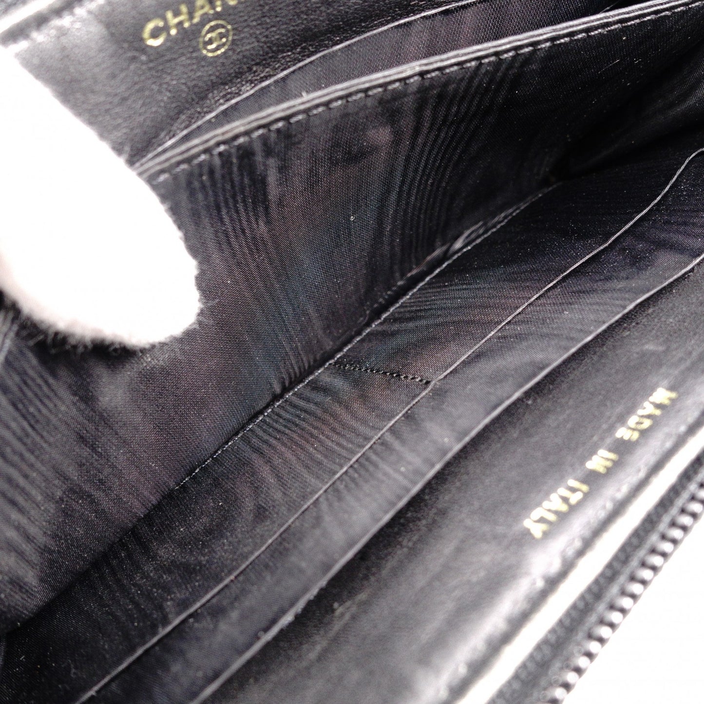 CHANEL Caviar Skin Coco Logo Long Wallet, Leather, Black, CC Logo