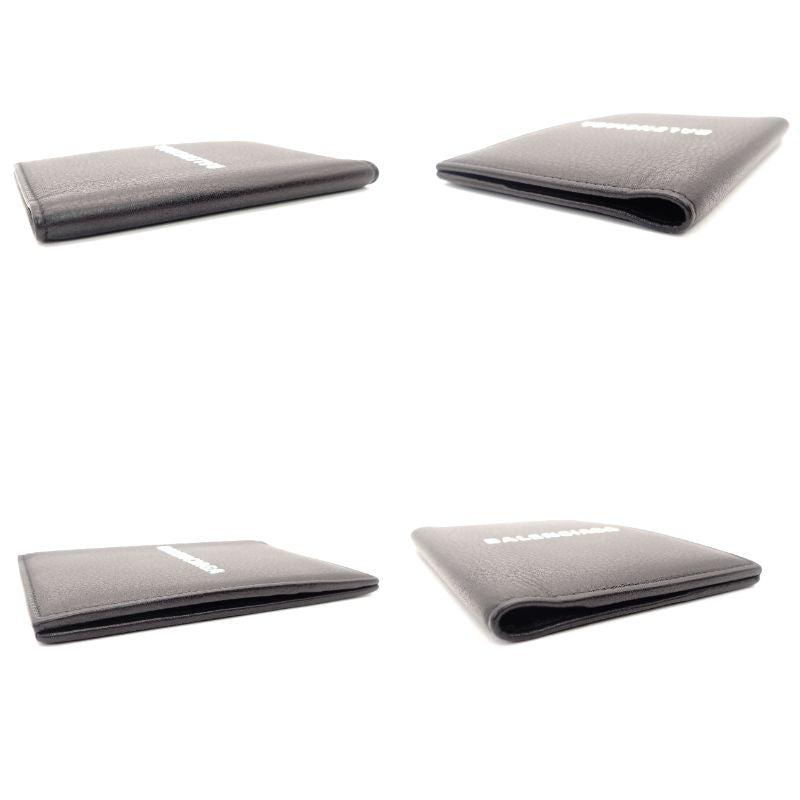 Balenciaga Passport Case Black BB Logo Black Leather Notebook Cover 7-10-883