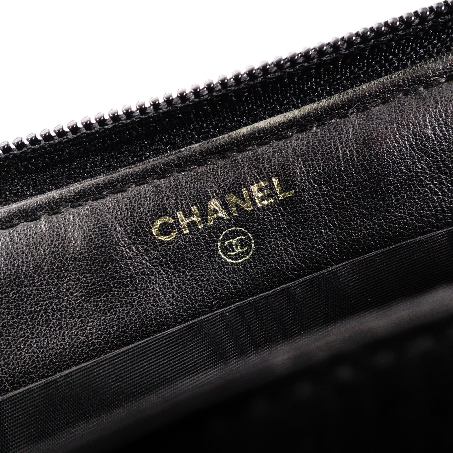 CHANEL Caviar Skin Coco Logo Long Wallet, Leather, Black, CC Logo
