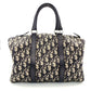 Christian Dior Trotter Boston Bag Navy × Beige Canvas Leather Handbag 7-10-786