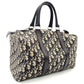 Christian Dior Trotter Boston Bag Navy × Beige Canvas Leather Handbag 7-10-786