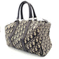 Christian Dior Trotter Boston Bag Navy × Beige Canvas Leather Handbag 7-10-786