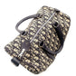 Christian Dior Trotter Boston Bag Navy × Beige Canvas Leather Handbag 7-10-786