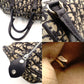 Christian Dior Trotter Boston Bag Navy × Beige Canvas Leather Handbag 7-10-786