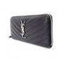 SAINT LAURENT Cassandra Long Wallet, Leather, Black, YSL Logo, Silver Hardware