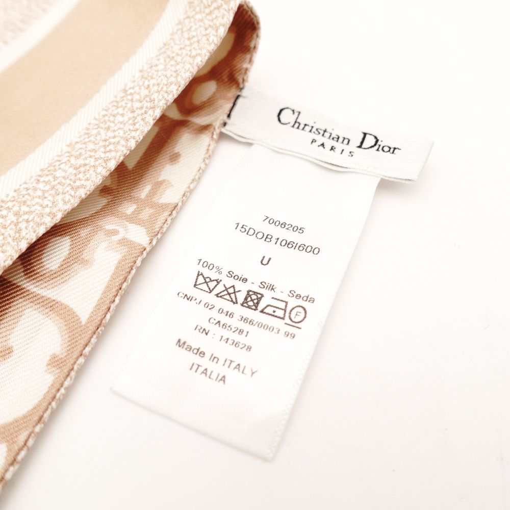 Christian Dior Mitzah Scarf 100% Silk Twilly Pink Beige × White 7-10-842