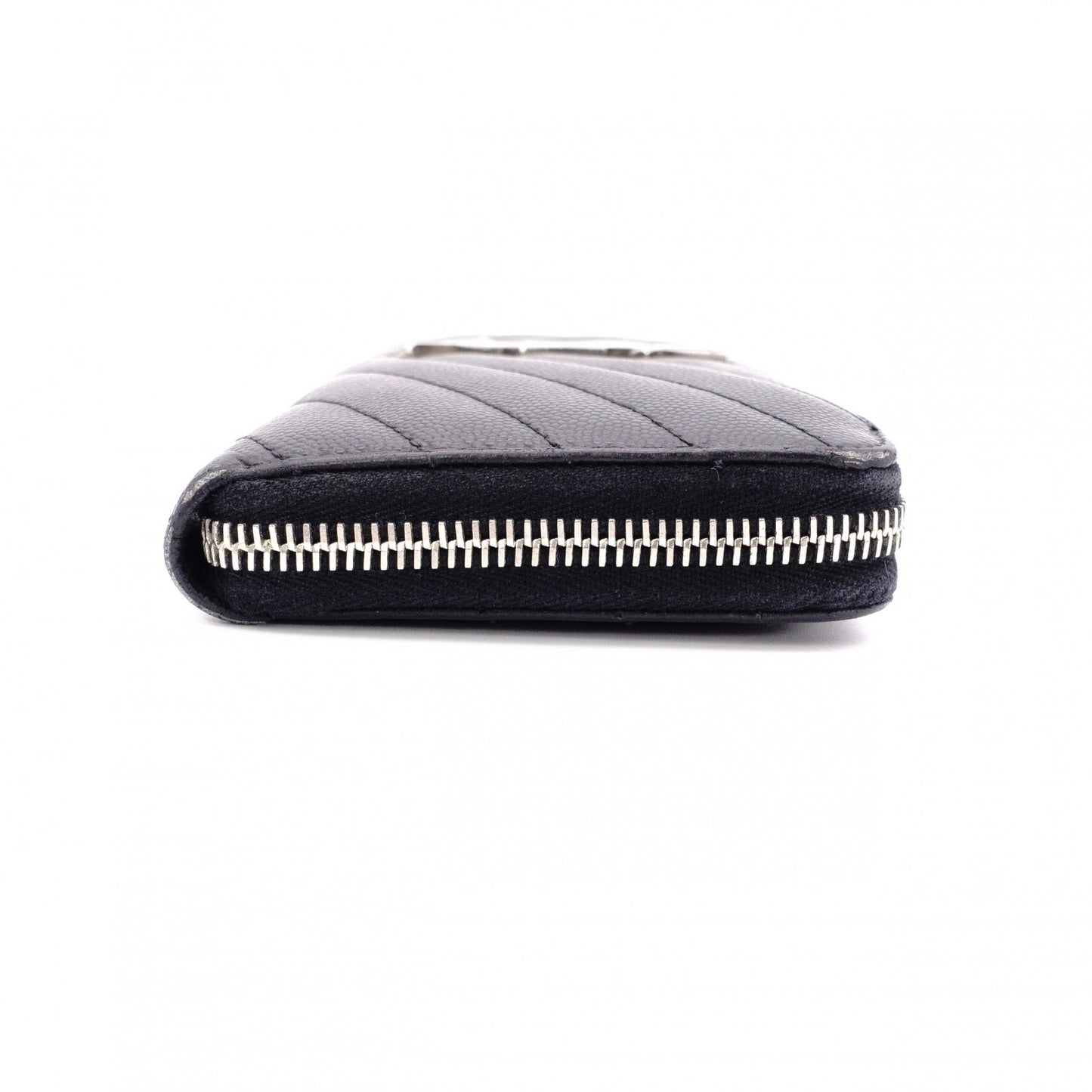 SAINT LAURENT Cassandra Long Wallet, Leather, Black, YSL Logo, Silver Hardware