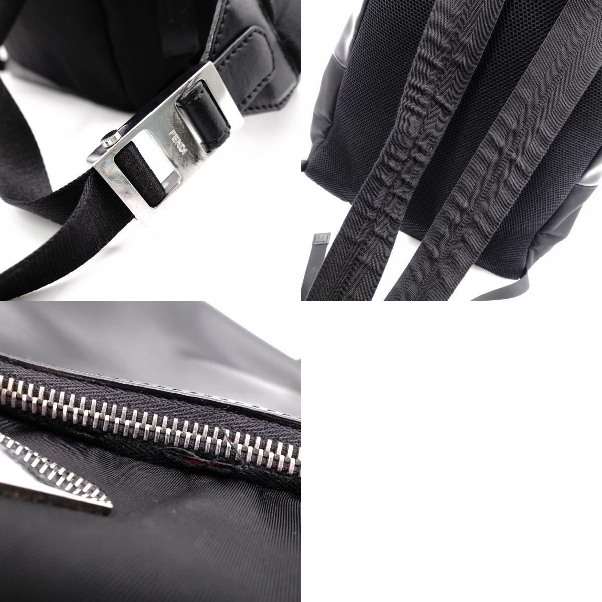 FENDI Bags Bugs Monster Backpack, Daypack, Leather/Nylon, Black, Logo