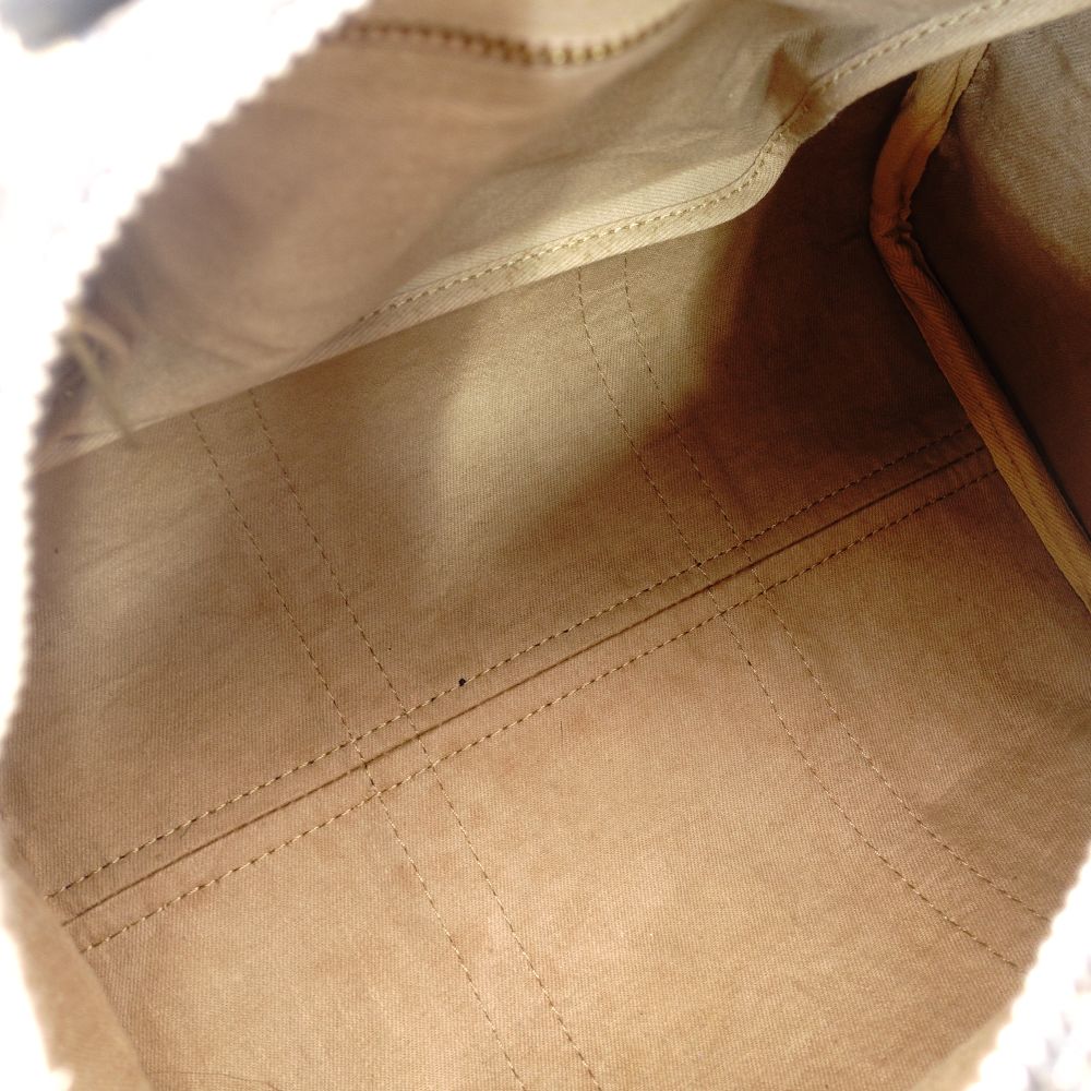 Christian Dior Trotter Boston Bag Navy × Beige Canvas Leather Handbag 7-10-786