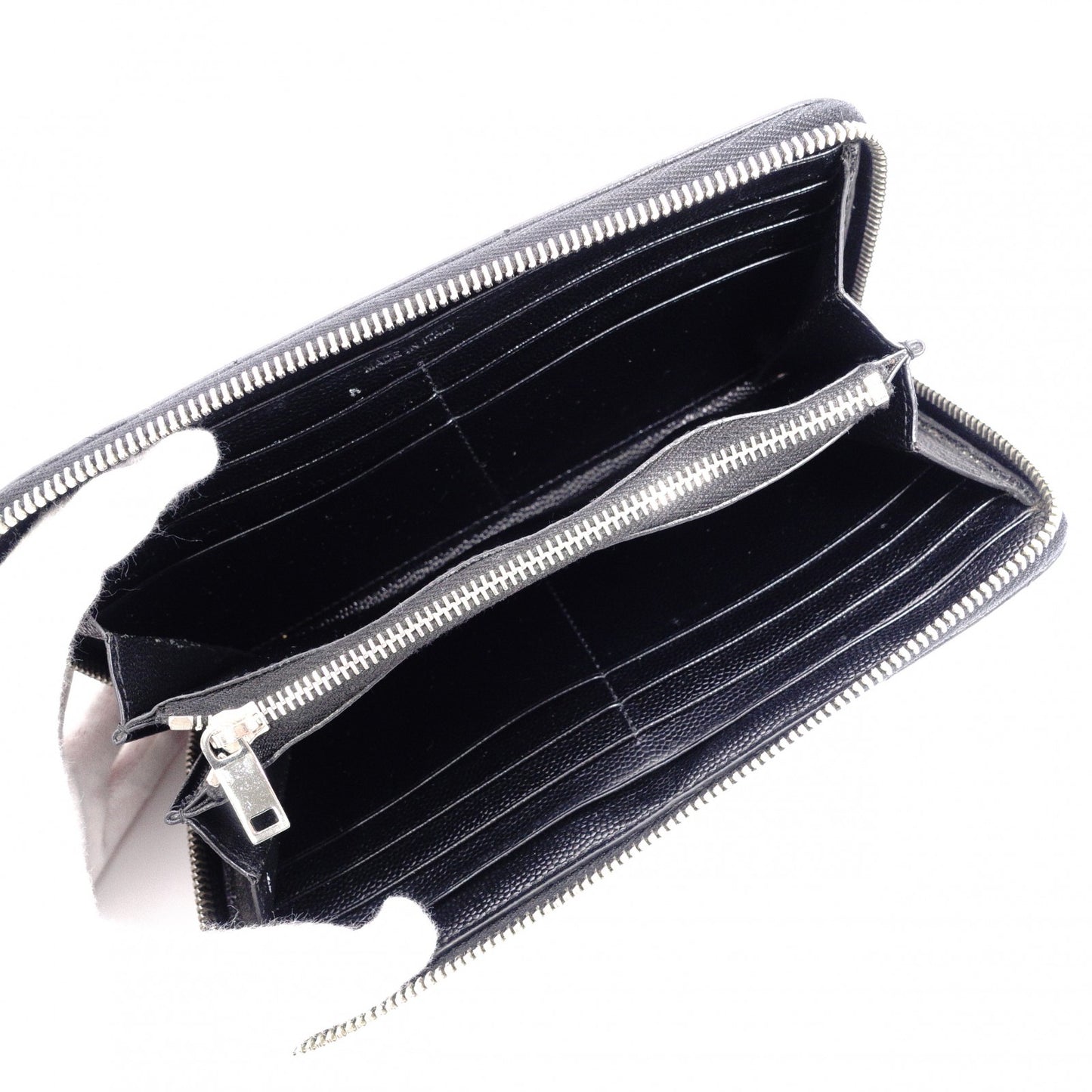 SAINT LAURENT Cassandra Long Wallet, Leather, Black, YSL Logo, Silver Hardware