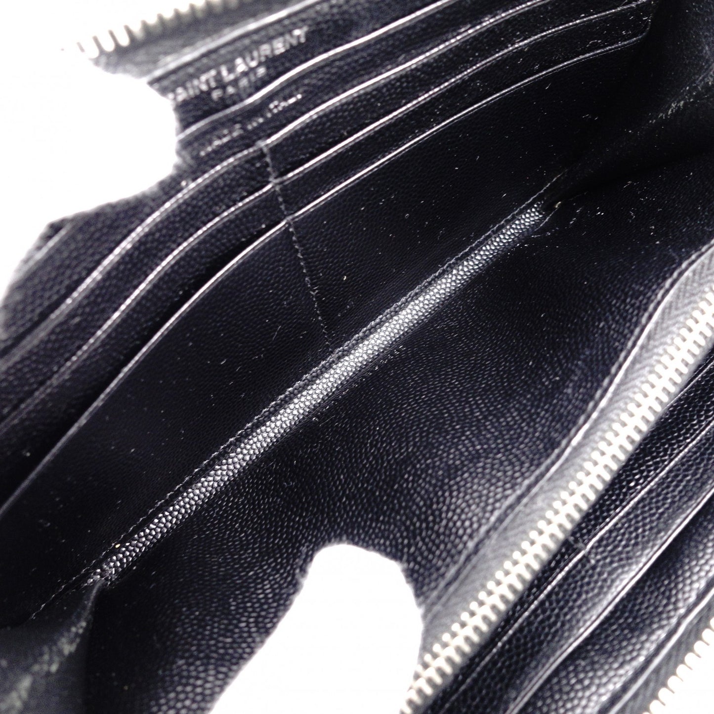 SAINT LAURENT Cassandra Long Wallet, Leather, Black, YSL Logo, Silver Hardware