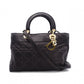 Christian Dior Cannage Lady Dior Handbag, Leather, Black, 2-Way, Gold Hardware