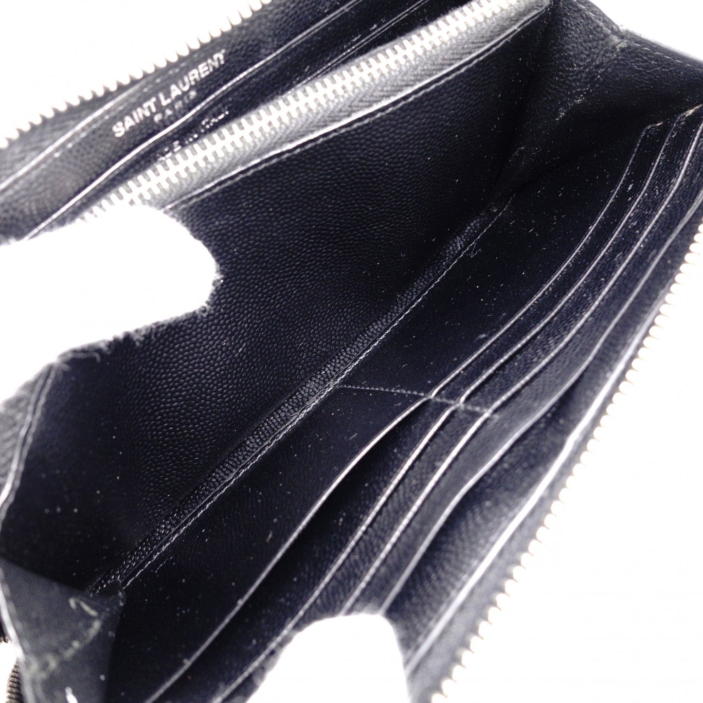 SAINT LAURENT Cassandra Long Wallet, Leather, Black, YSL Logo, Silver Hardware