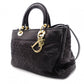 Christian Dior Cannage Lady Dior Handbag, Leather, Black, 2-Way, Gold Hardware