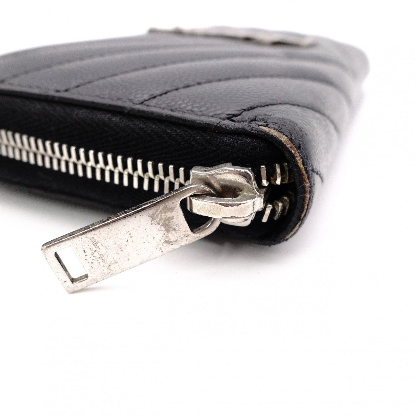 SAINT LAURENT Cassandra Long Wallet, Leather, Black, YSL Logo, Silver Hardware